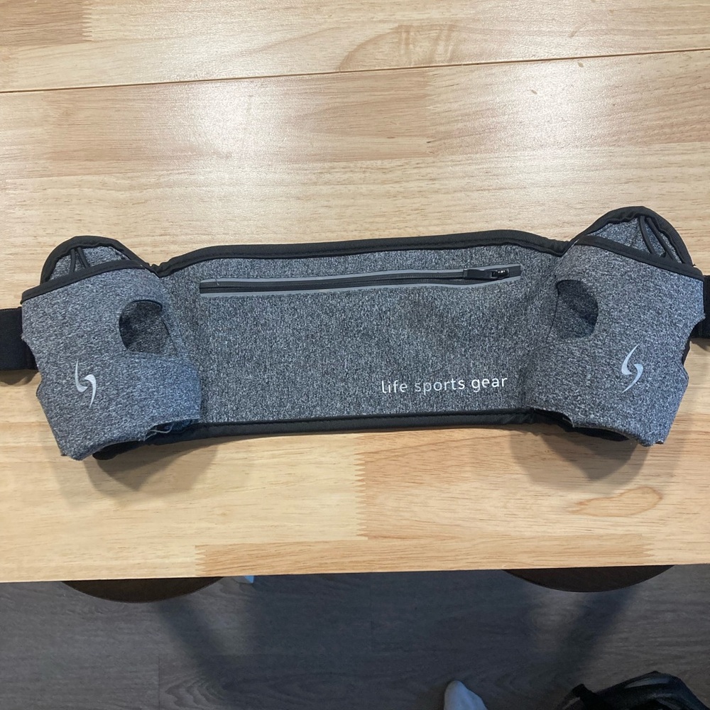 Gray Running Belt with Bottle Holders